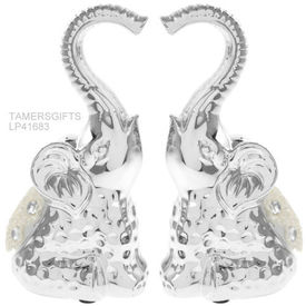 Silver Mille Decorative Diamante Elephant Heart Ornament by Leonardo Collection LP41683