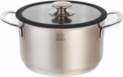 Stainless Steel 20cm Deep Cooking Pot with Silcone Rim & Glass Lid