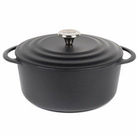 Villeroy & Boch 4.2L Cast Iron Casserole Dish 24cm Black Ovenproof Pot & self-basting pan lid