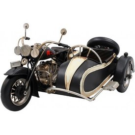 Vintage Black Motorbike & Cart Tin Model BNIB by Leonardo Collection LP45704