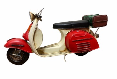 Metal Tin Cream & Red Scooter Model