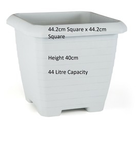 Heavy Duty Quality Plastic Square Castle Planters Plant Pots Off White Length 44.2cm x Width 44.2cm x 40cm Height