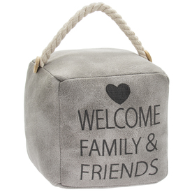 The Leonardo Collection Grey WELCOME FAMILY & FRIENDS Doorstop Cube