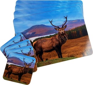 Stag Set of Table Placemats & Coasters Set by The Leonardo Collection
