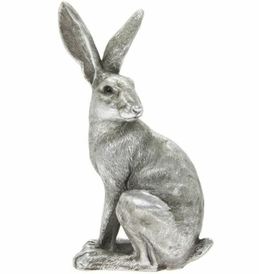 Silver Colour Curious Hare Statue by The Leonardo Collection