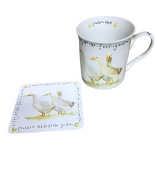 Duck mug coaster gift set by the Leonardo Collection