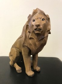 Wood Effect Sitting Lion Statue by Leonardo Collection