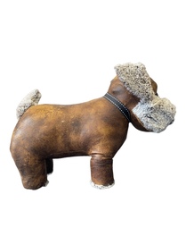 Faux Leather Dog Doorstop Standing