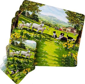 COLLIE AND SHEEP 4 OF EACH PLACEMATS AND COASTERS
