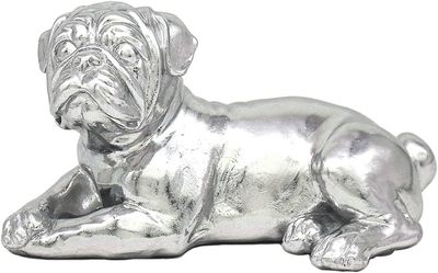 Lying Pug Ornament Silver Colour by The Leonardo Collection