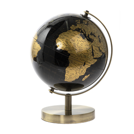World Globe Black Gold with Metal Stand Height 27cm