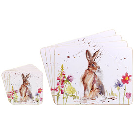 4 of Each Hare Themed Placemat and Coaster Set