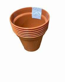 6x 6 inch Plastic Plant Pots - Terracotta Colour
