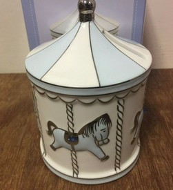 Blue & White Carousel Moneybox Christening Gift