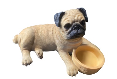 Fawn Pug with Bowl Statue by Leonardo Collection