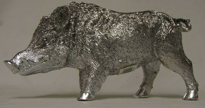 Silver Art Wild Boar Ornament Figurine by Leonardo Collection