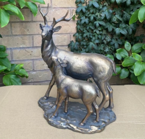 LARGE Bronze STAG & FAWN Statue By Leonardo Collection LP26
