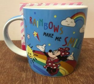 Blue Minnie Mouse Mug Brand New in Box "Rainbows Make me Smile" Mug