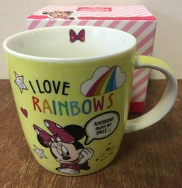Yellow Disney Minnie Mouse Mug Gift Set - "I Love Rainbows"