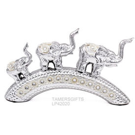 Silver Mille Decorative Diamante 3 Elephant's On Bridge Ornament Figurine by Leonardo Collection Lp42020