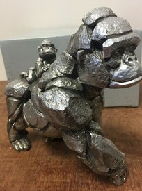 Silver Colour Gorilla & Baby Ornament Figurine by Leonardo Collection