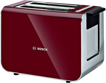 Bosch Stainless Steel Digital 2 Slice Toaster Cranberry + Integrated Bun Warmer