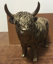 Reflections Bronze Colour Large Highland Cow Statue by Leonardo Collection