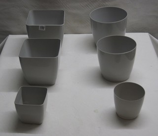 Square and Round Grey Plastic Indoor Plant Pot Covers