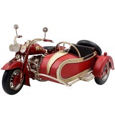 Vintage Red Motorbike & Cart Tin Model BNIB by Leonardo Collection LP45704
