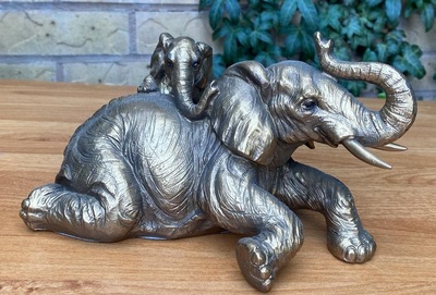 Reflections Bronze Colour Elephant & Calf Statue by Leonardo Collection