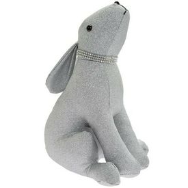 Silver Bling Sparkly Moon Gazing Hare Doorstop