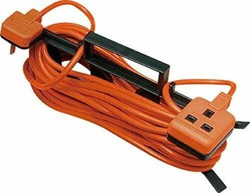 Masterplug Orange 15m Outdoor Mains Extension Cable Lead with Cable Tidy