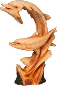 Naturecraft Wood Effect Dolphin and Baby Ornament