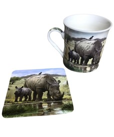 Rhino Mug & Coaster Gift Set by Leonardo Collection