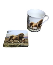 Lion Mug & Coaster Gift Set by Leonardo Collection