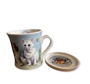 Fine China Cats Mug & Coaster Gift Set