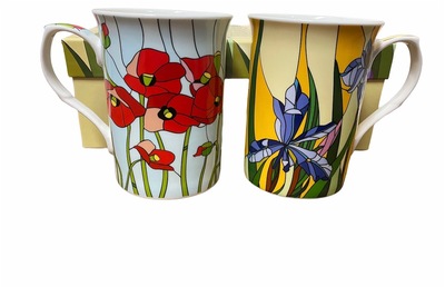 Set of 2 Tiffany Stained Glass Design Mugs by Leonardo Collection