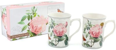 Redoute Rose Fine China set of 2 Mugs