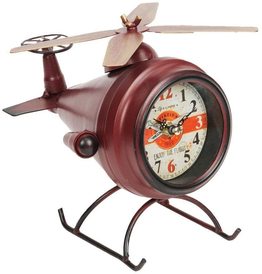 Metal Tin Red Helicopter Clock