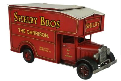 Metal Tin Shelby Bro's Alcohol Red Delivery Van