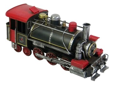 METAL TIN 29CM STEAM TRAIN RED BLACK COLLECTABLE MODEL