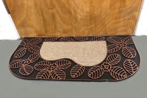 Rectangle Durable Rubber Backed Door Mat Design : Leave