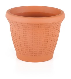 Rattan Style Plastic Round Terracotta Plant Pot 41.5cm Diameter x 31cm Height