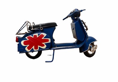 Metal Tin Blue Red Scooter Model-  17cm Length