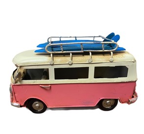 Metal Tin Pink Camper Van Model - Length 17cm