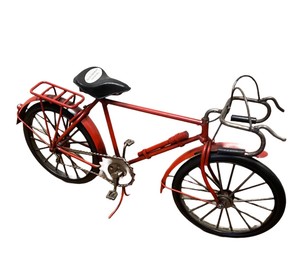Metal Tin Red Bicycle Model - Length approx. 29cm