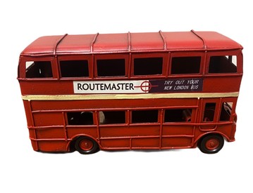 Metal Tin Red Double Decker Bus Model 16.5 x 9cm