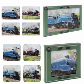 4 of each Trains Placemats & Coaster Set by The Leonardo Collection