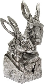 26cm Silver Colour Hare Head Bust Ornament Statue Sculpture Figurine