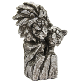 Silver Colour Lion Bust Statue Sculpture Ornament Figurine by Leonardo Collection